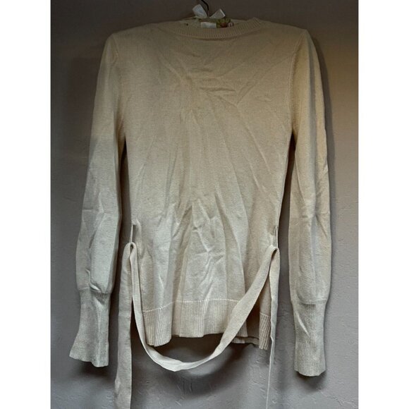 Luxe Arden B Womens Cashmere Knit Cardigan Sweater Size Medium Cream Lightweight - Picture 2 of 10